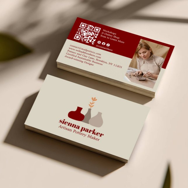 BOHO  HANDMADE POTTERY CERAMIC QR CODE PHOTO VISITENKARTE (Von Creator hochgeladen)