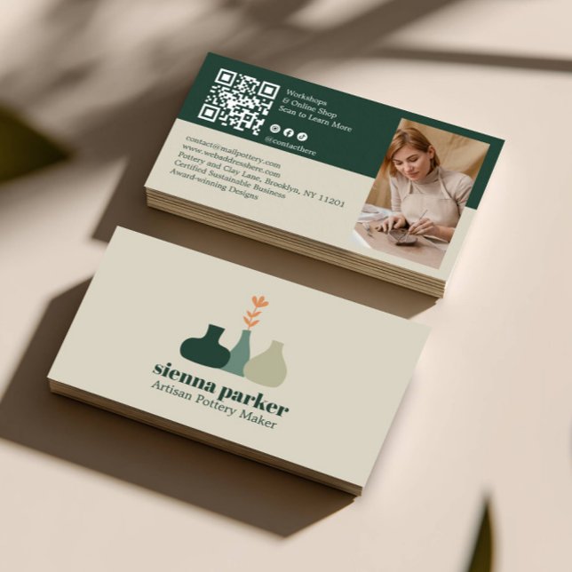 BOHO  HANDMADE POTTERY CERAMIC QR CODE PHOTO VISITENKARTE (Von Creator hochgeladen)