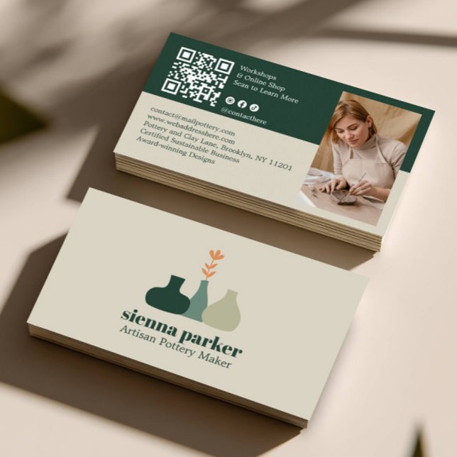 BOHO  HANDMADE POTTERY CERAMIC QR CODE PHOTO VISITENKARTE (Von Creator hochgeladen)