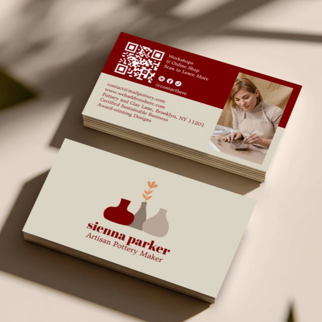 BOHO  HANDMADE POTTERY CERAMIC QR CODE PHOTO VISITENKARTE (Von Creator hochgeladen)