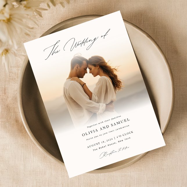 Boho Handwriting Script Romantic Foto Wedding Einladung (Von Creator hochgeladen)