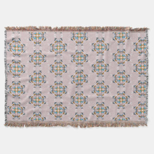 Boho-Handzeichnung Mandala Blassrosa Farbige Decke