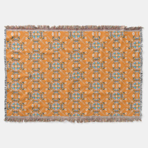 Boho-Handzeichnung Mandala Orange Farbige Decke