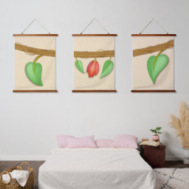 Boho Hanging Floral Set Continuous Branch Wandteppich Mit Holzrahmen