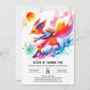 Boho Happy Fox Birthday Einladung