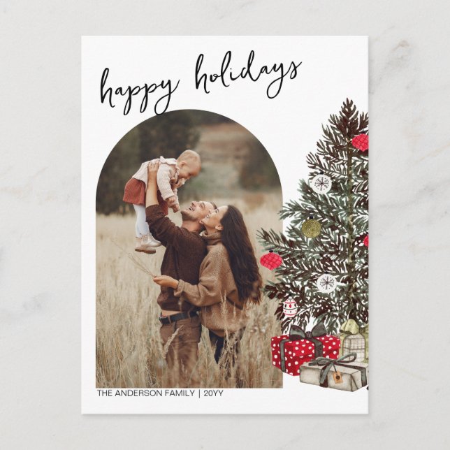Boho Happy Holidays Foto Postkarte (Vorderseite)