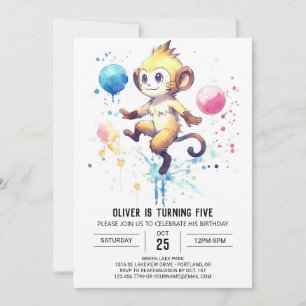 Boho Happy Monkey Birthday Einladung