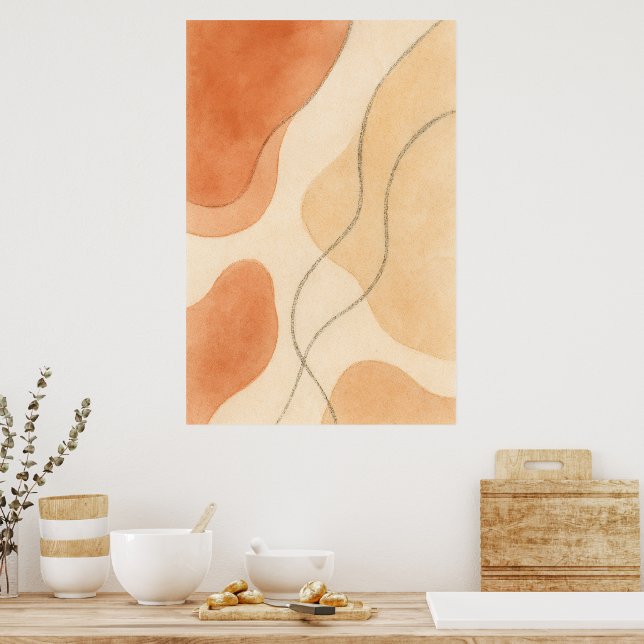 Boho Harmony | Minimalistische abstrakte Wandkunst Poster (Küche)
