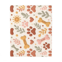 Boho-Haustierdecke | Cozy Paw Print & Herz Design