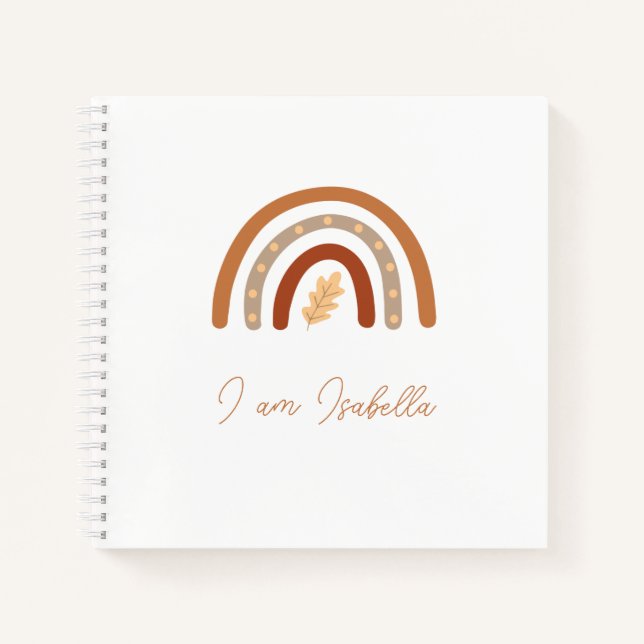 Boho Heart and Leaf Rainbow Kids "I am" Notebook Notizbuch (Vorderseite)