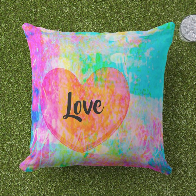 Boho Heart Liebe Collage Kissen (Gras)