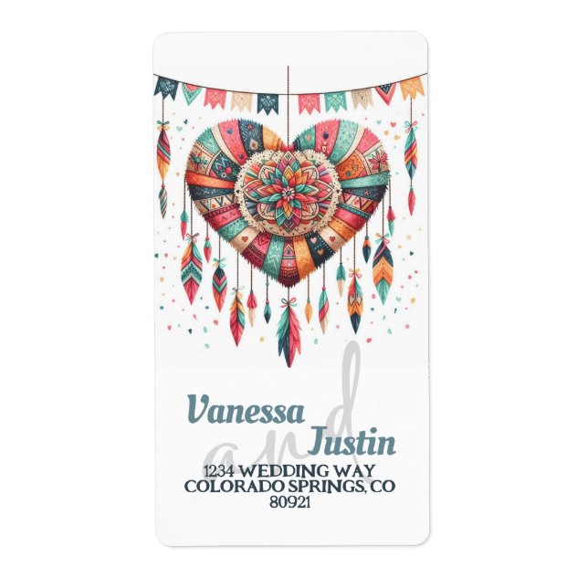 Boho Heart Piniata Adresse (Vorne)