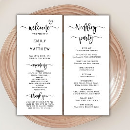 Boho Heart Script Calligraphy Wedding Zeremony Programm