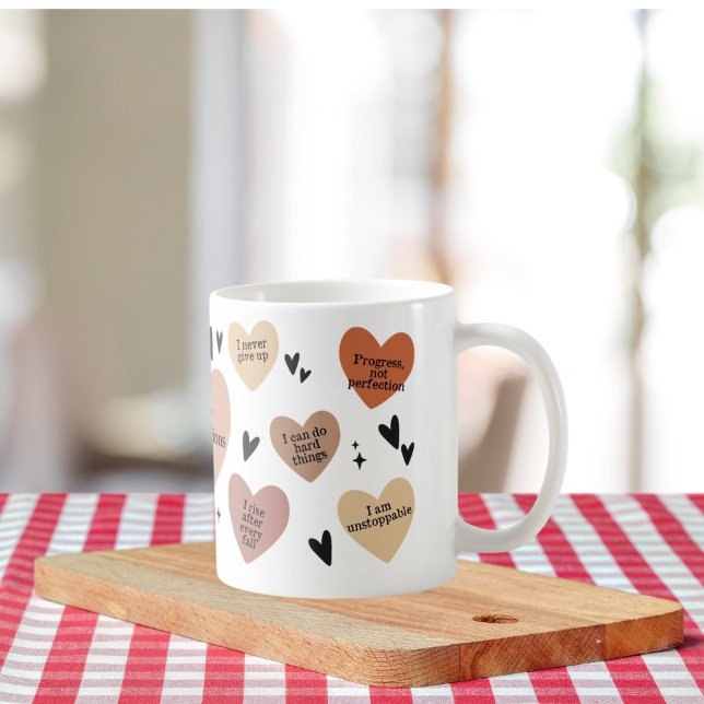 Boho Heart Zitat, positives Empowerment-Pflegegesc Kaffeetasse (Von Creator hochgeladen)