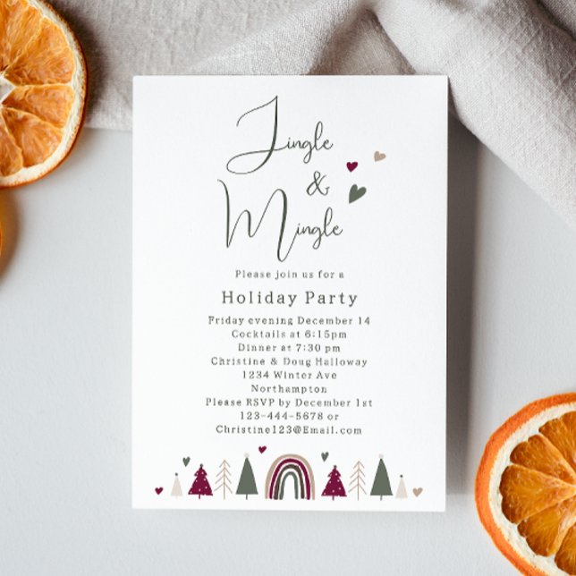 Boho Hearts Jingle und Mingle Holiday Party Einladung (Von Creator hochgeladen)
