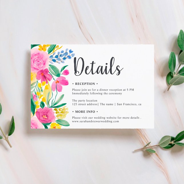 Boho helle Blume Skript Details Hochzeit Einladung (Von Creator hochgeladen)