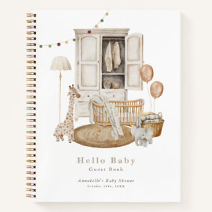 Boho Hello Baby Dusche Kinderzimmer Wardrobe Gäste Notizbuch