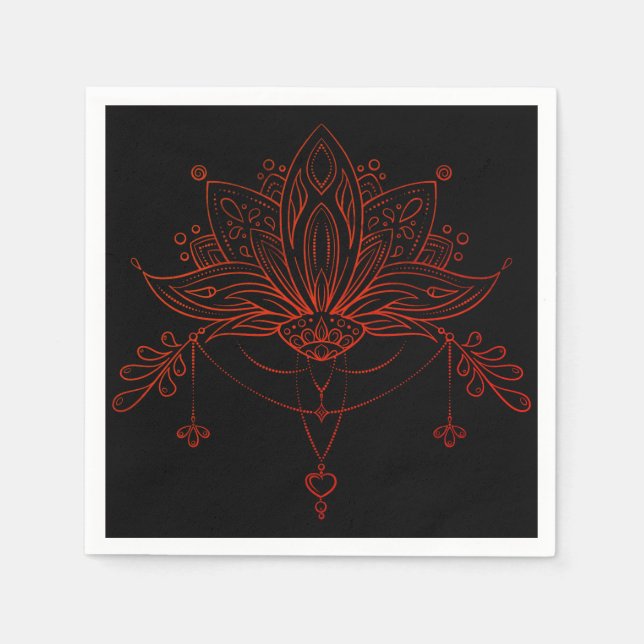 Boho Henna Lotus Blume Serviette (Vorderseite)