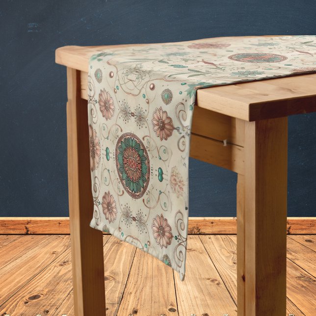 Boho Herb Pattern Kurzer Tischläufer (Von Creator hochgeladen)