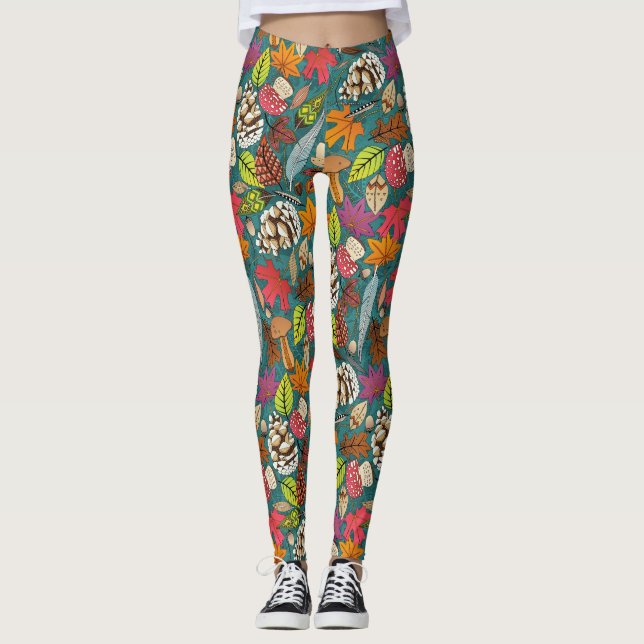 boho Herbst aquamarine Leggings (Vorderseite)