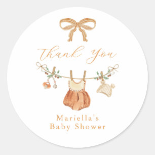 Boho-Herbst-Babyshower-Danke-Aufkleber Runder Aufkleber