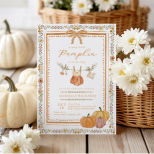 Boho-Herbst-Babyshower für kleines Kürbismädchen Einladung