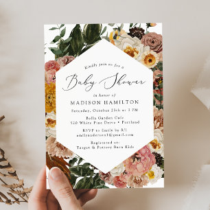 Boho-Herbst-Blumen-Baby-Party Einladung