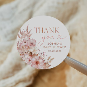 Boho-Herbst-Blumen-Baby-Party Runder Aufkleber