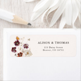Boho-Herbst-Blumen-Hochzeit-Rücksendeadresse
