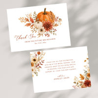 Boho-Herbst-Blumen-Kürbis-Braut-Thank-You-Karte