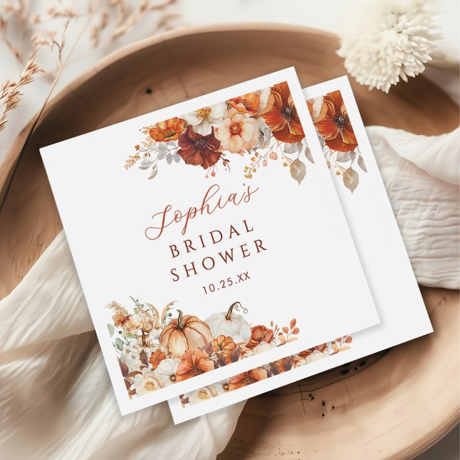 Boho-Herbst-Blumen-Kürbis-Junggesellinnenabschied Serviette (Von Creator hochgeladen)
