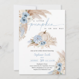 Boho-Herbst-Blumen-Pampasgras-Baby-Party Einladung