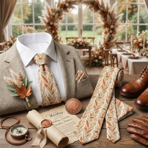 Boho-Herbst-Blumen-Pampasgras-Botanische-Hochzeit Krawatte