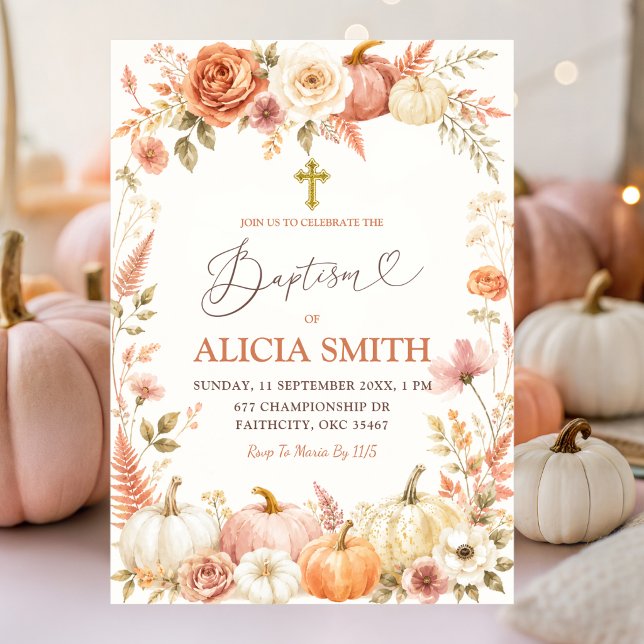 Boho-Herbst-Blumen-Tauf-Einladung Einladung (Von Creator hochgeladen)