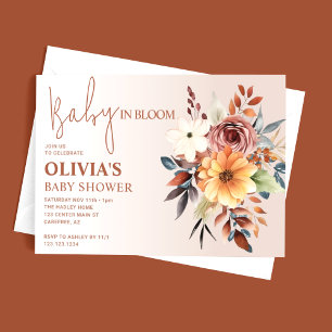 Boho-Herbst-Blumen-Terrakotta-Baby-Party Einladung