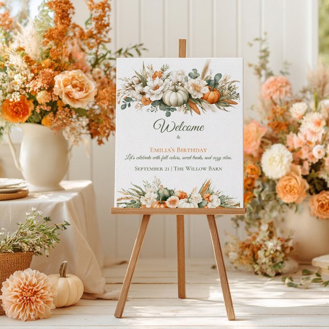 Boho-Herbst-Blumenanordnung Geburtstagsbegrüßung Poster (Von Creator hochgeladen)