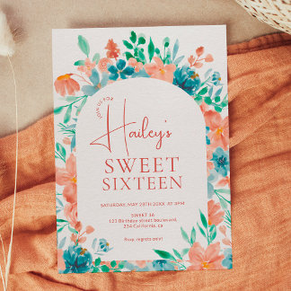 Boho Herbst Blumenfarbe Süß 16 Einladung