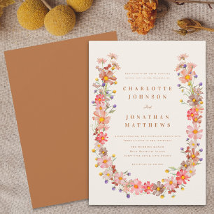 Boho-Herbst-Blumenhochzeit Einladung
