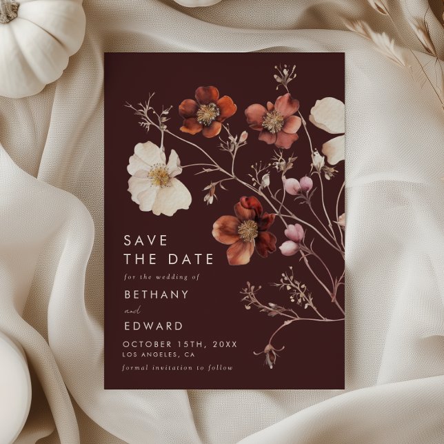 Boho-Herbst-Blumenhochzeit Save The Date (Von Creator hochgeladen)