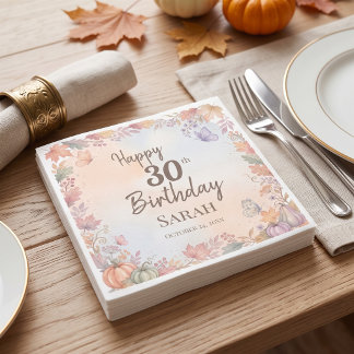 Boho-Herbst-Geburtstags-Kürbis individuell  Serviette