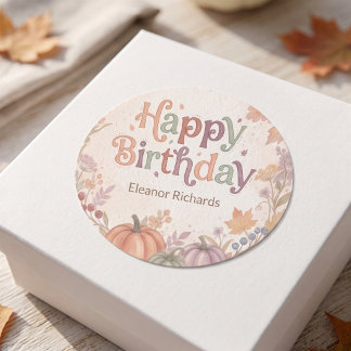 Boho-Herbst-Geburtstags-Rundlabel Runder Aufkleber