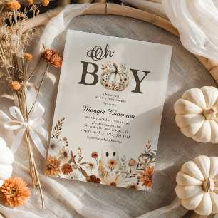 Boho-Herbst-Geister-Blumen-Halloween-Junge-Baby-Pa Einladung