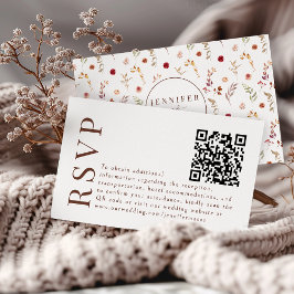 Boho Herbst Herbst Floral Wedding RSVP QR-Code-Kar Begleitkarte
