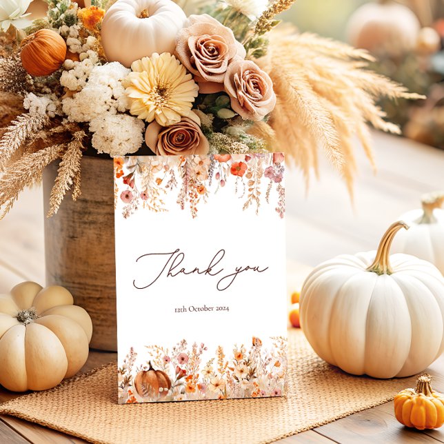Boho Herbst-Kürbis-Dankeskarten Dankeskarte (Von Creator hochgeladen)