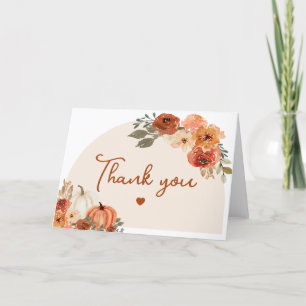 Boho-Herbst-Kürbis-Herbstflorales-Braut- Dusche Dankeskarte