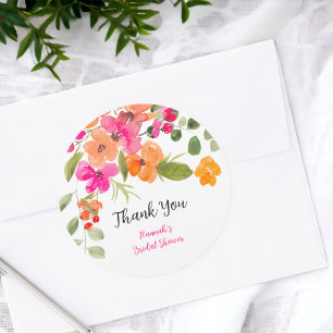 Boho-Herbst-Orangen-Blumen-Aquarell-Junggesellinne Runder Aufkleber