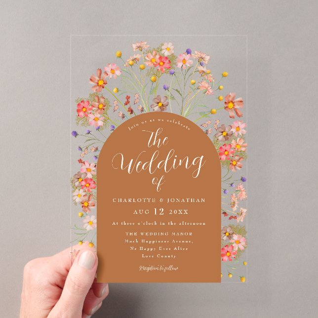 Boho-Herbst-Rustikale-Floral-Hochzeit Acryleinladungen (Insitu (Handheld))