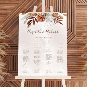 Boho-Herbst-Terrakotta-Blumen-Hochzeits-Sitzplan Poster