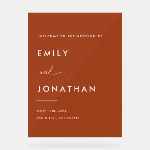 Boho-Herbst-Terrakotta-Hochzeitsbegrüßung  Acrylschild