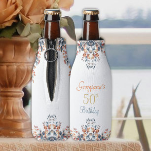 Boho Herbst verlässt 50. Geburtstag Personalisiert Flaschenkühler